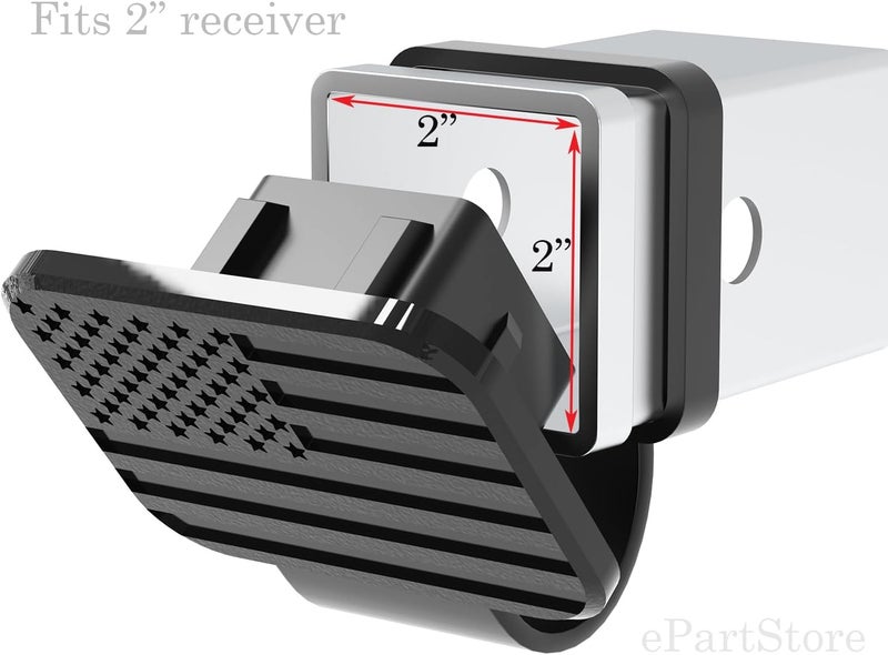 eVerHITCH Black Flag Hitch Cover, Tube Plug (Fits 2" Receiver, Black) - Image 2